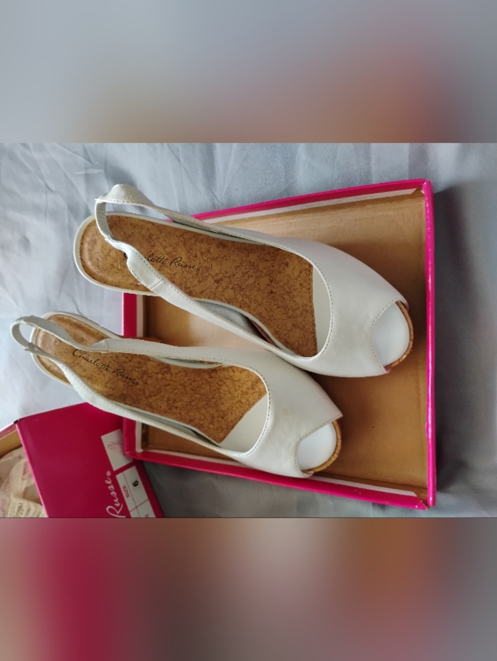 White Peep-Toe Slingback Heels